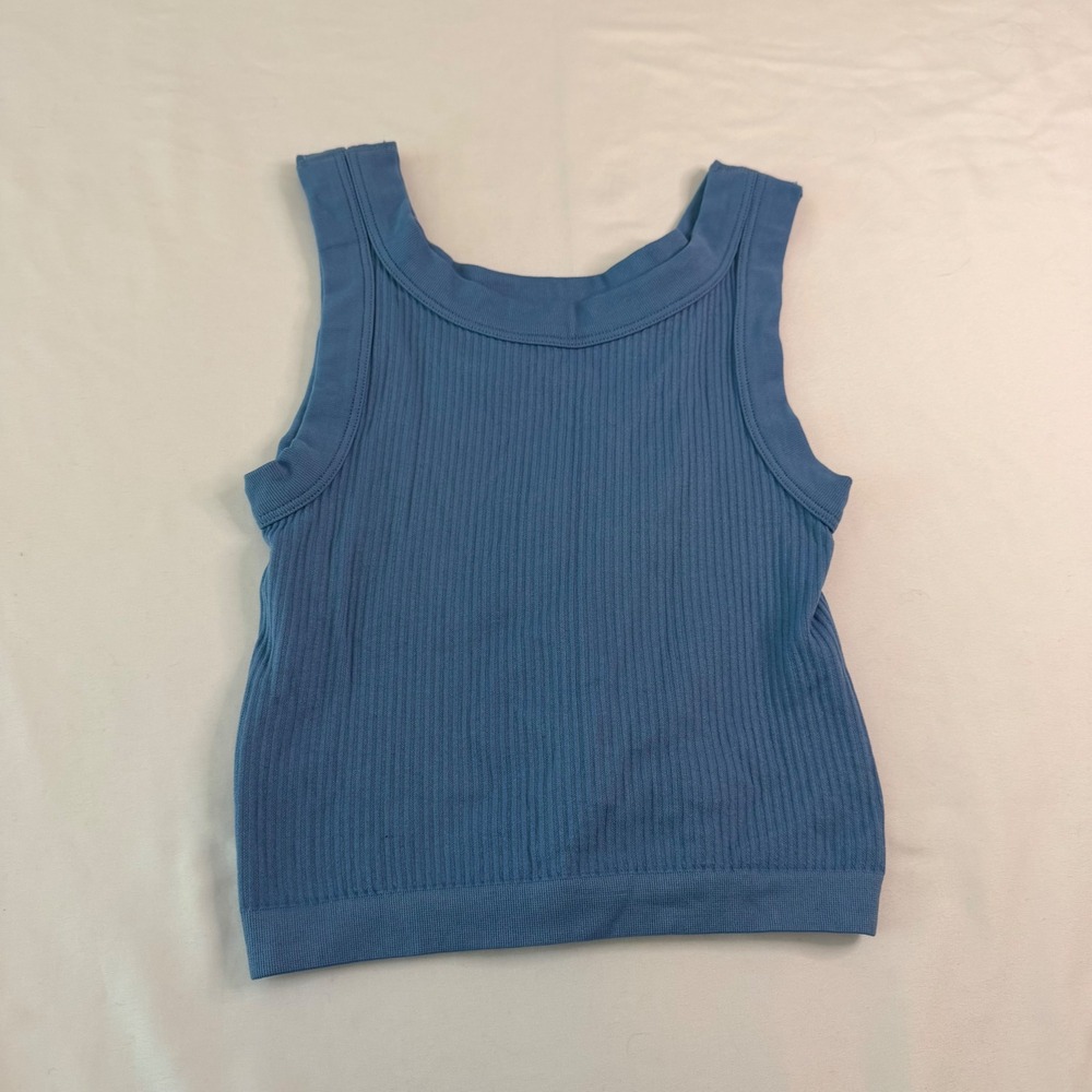 Out From Under Urban Outfitters Blue Ribbed Seamless Cropped Tank Top XS/S